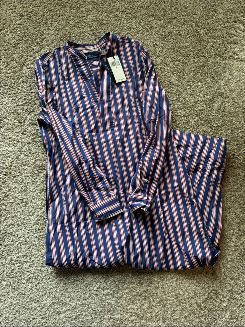 NWT Polo Ralph Lauren Striped Cotton Long-Sleeve Shirtdress